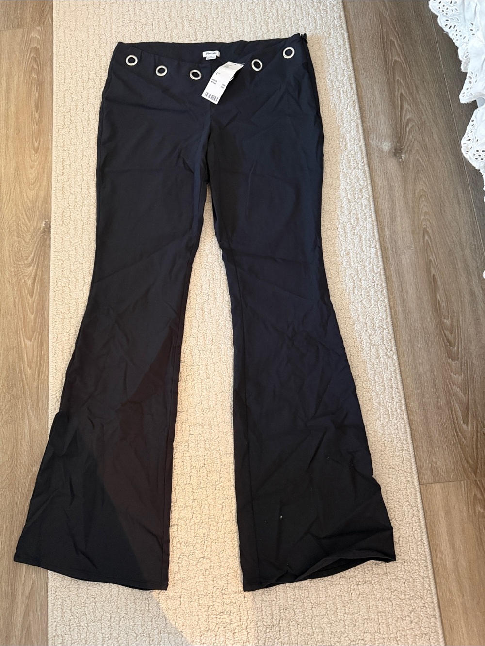 Urban Outfitters Black Boot Cut Flare Pants with Grommet Waist